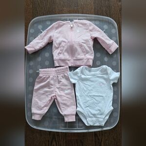 Nike Baby Pink Tracksuit and White Onesie Set